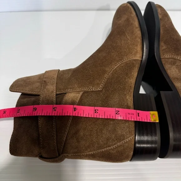 New Tory Burch Brooke Buckle Brown Suede Ankle Boots Size 8 - Picture 10 of 13